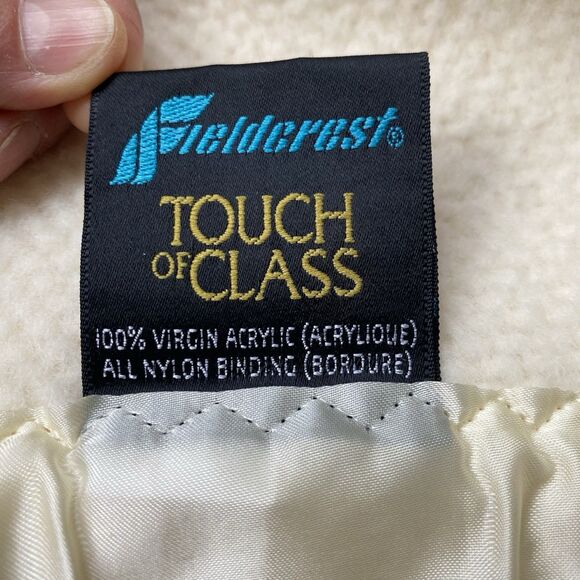 Vintage Touch of Glass Virgin Acrylic Blanket 88x66" Ivory Satin Trim Made USA - Picture 7 of 10